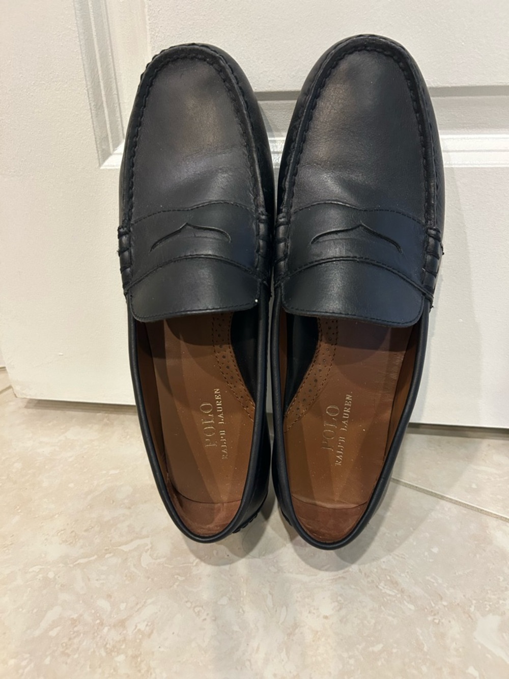 Ralph Lauren Black Leather Penny Loafers